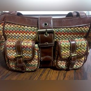 Vintage woven shoulder purse multi-color bag